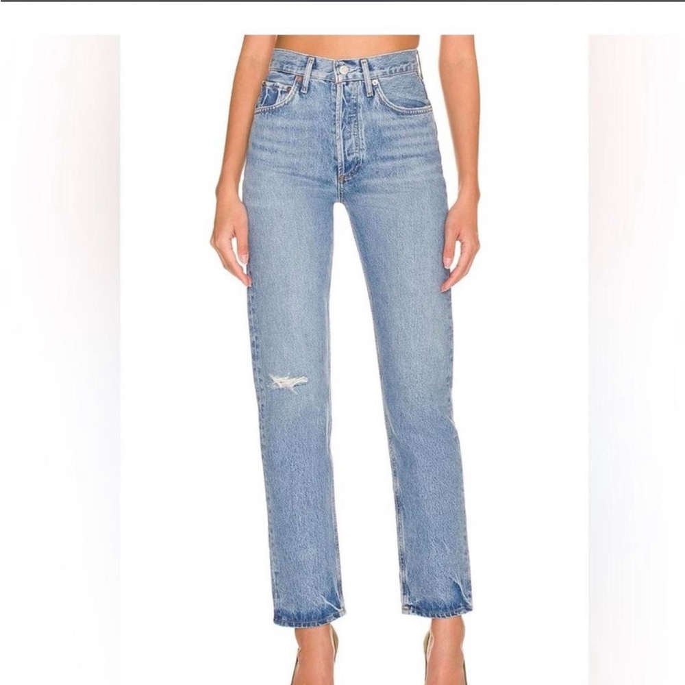 AGOLDE 90’s Pinch Light Blue Distressed Straight-Leg Jeans size 29